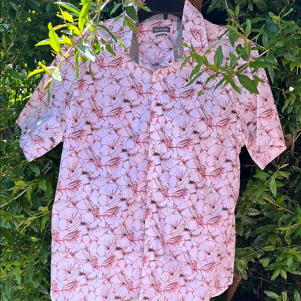 Van Heusen Pink Casual Button Down Shirt with Playful Pattern